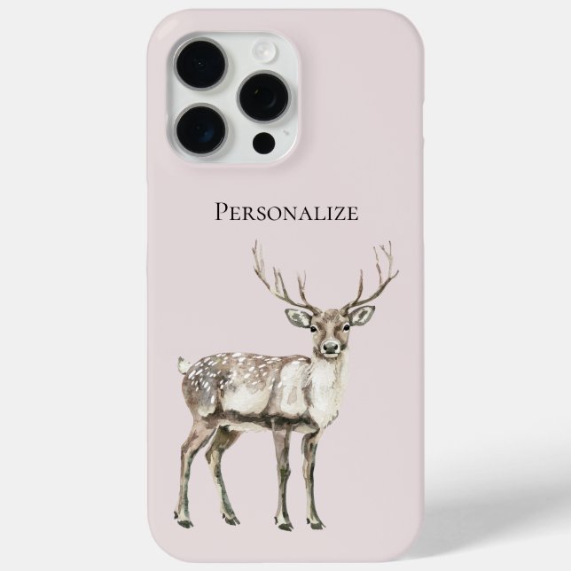 Christmas Rustic Deer Blush Pink Personalized Case-Mate iPhone Case (Back)