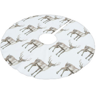 Christmas Rustic Deer  Brushed Polyester Tree Skirt