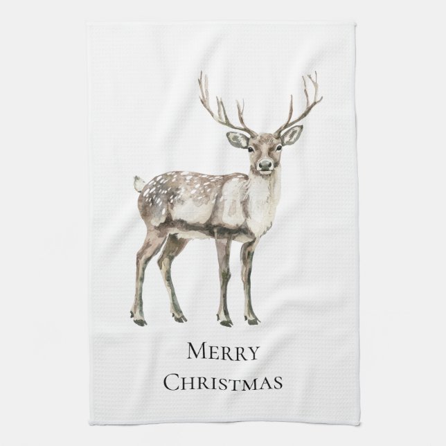 Christmas Rustic Deer  Kitchen Towel (Vertical)