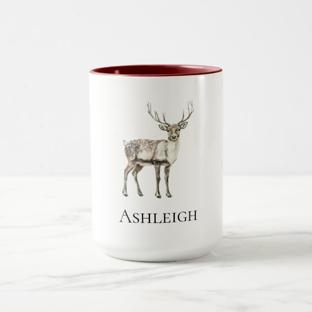Christmas Rustic Deer Name Mug (Center)