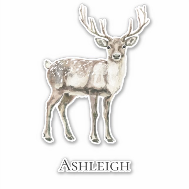 Christmas Rustic Deer Name Sticker (Front)