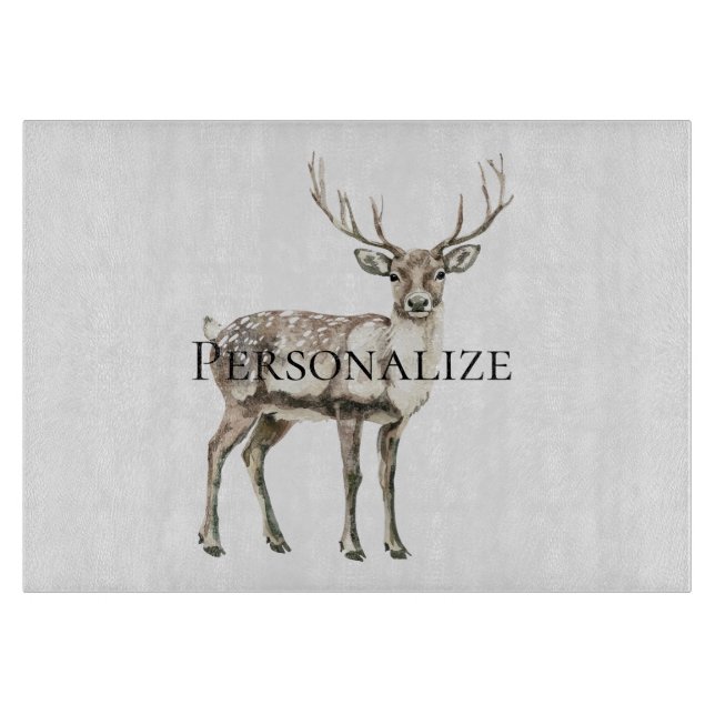 Christmas Rustic Deer Personalized Cutting Board (Front)