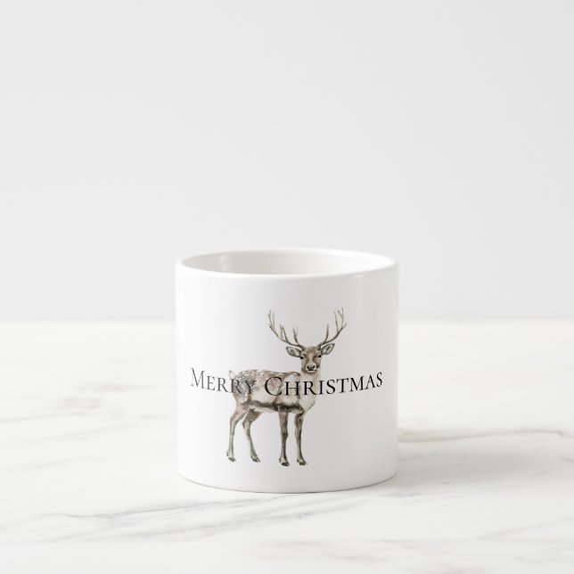 Christmas Rustic Deer Personalized Espresso Cup (Front)