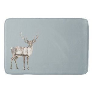 Christmas Rustic Deer Pine Green Bath Mat