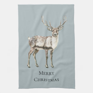 Christmas Rustic Deer Pine Green Kitchen Towel