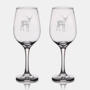Christmas Rustic Deer Wine Glass