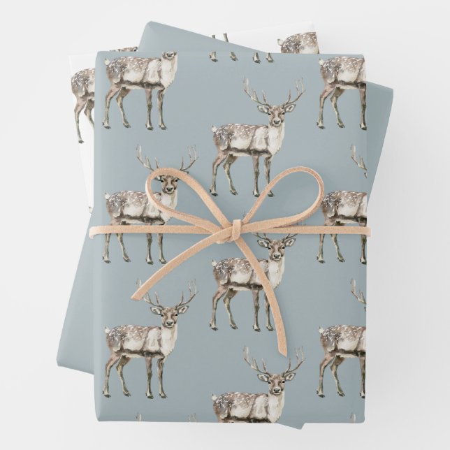 Christmas Rustic Deer  Wrapping Paper Sheets (In situ)