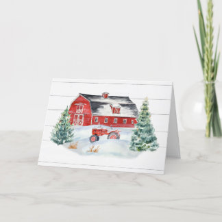 Christmas Rustic Farmhouse Shiplap Tractor Snow Holiday Card