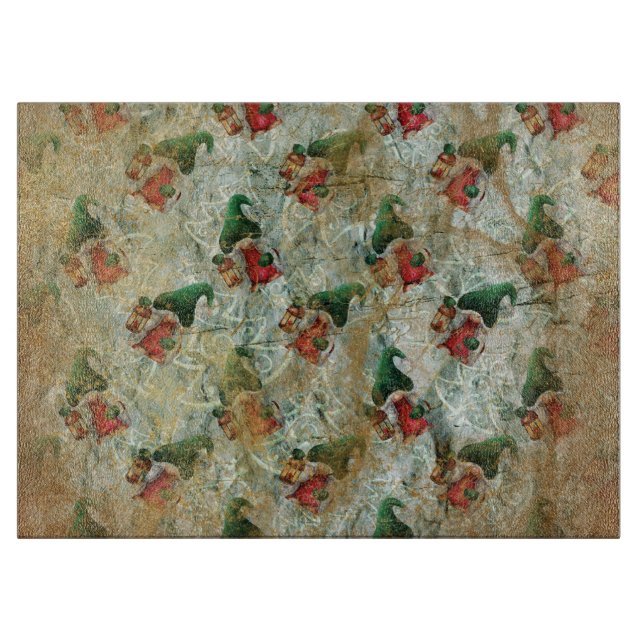 Christmas Rustic Gnome With Lantern Tree Pattern Cutting Board (Front)