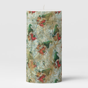 Christmas Rustic Gnome With Lantern Tree Pattern  Pillar Candle