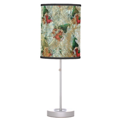 Christmas Rustic Gnome With Lantern Tree Pattern  Table Lamp