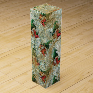 Christmas Rustic Gnome With Lantern Tree Pattern Wine Box