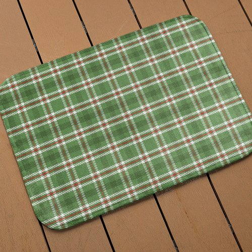 Christmas Rustic Green Farmhouse Country Plaid Bath Mat