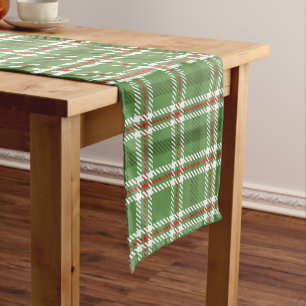 Christmas Rustic Green Farmhouse Holiday Plaid Long Table Runner