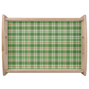 Christmas Rustic Green Holiday Farmhouse Plaid Serving Tray