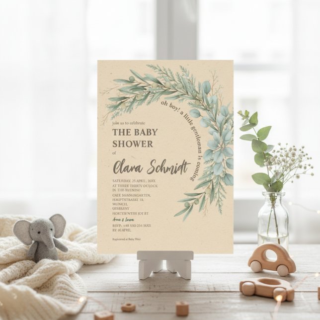 Christmas Rustic Greenery Wreath Baby Shower Invitation (Creator Uploaded)