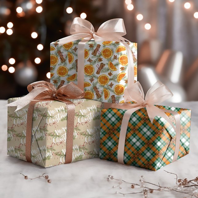 Christmas Rustic Holiday Citrus Spice Wrapping Paper Sheets (Creator Uploaded)