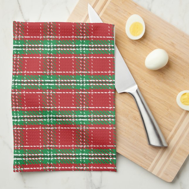 Christmas Rustic Holiday Red Farmhouse Plaid Kitchen Towel (Quarter Fold)