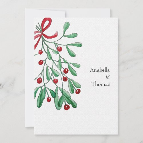 Christmas Rustic Mistletoe Watercolor Hand_painted Announcement