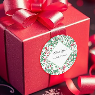 Christmas Rustic Mistletoe Watercolor Hand-painted Classic Round Sticker