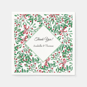 Christmas Rustic Mistletoe Watercolor Hand-painted Napkins