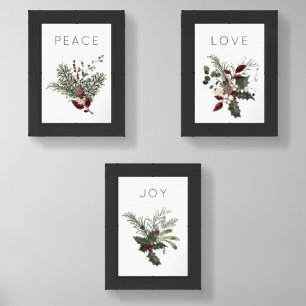 Christmas Rustic Peace Love Joy Minimal Wall Art Sets