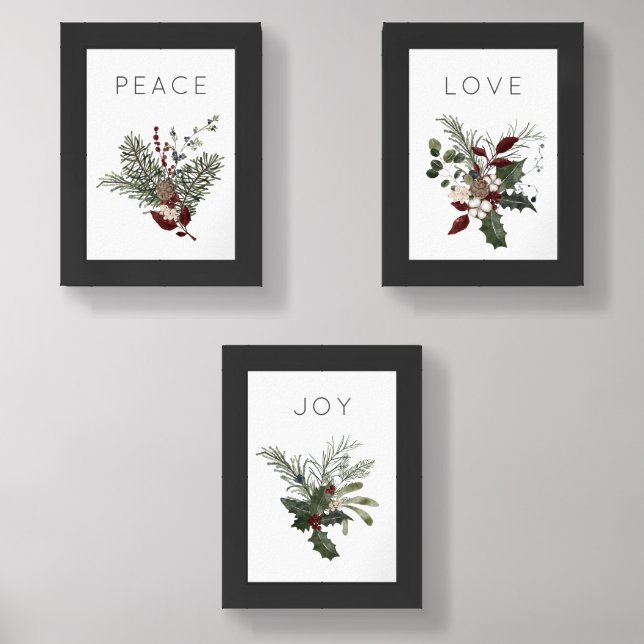 Christmas Rustic Peace Love Joy Minimal Wall Art Sets (Front)