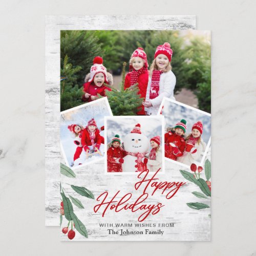 Christmas Rustic Photo Collage Family Holiday Card