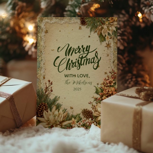 Christmas Rustic Pinecones and Lace Holiday Card (Creator Uploaded)