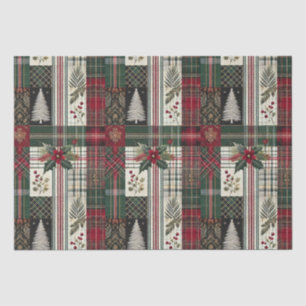 Christmas Rustic Plaid Traditional Green Pattern Tissue Paper