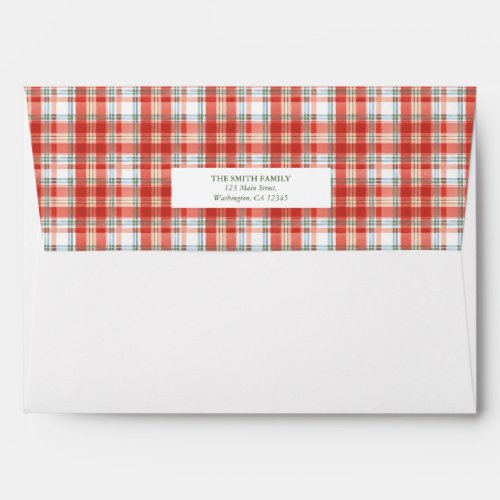 Christmas Rustic Plaid Watercolor Personalized Envelope