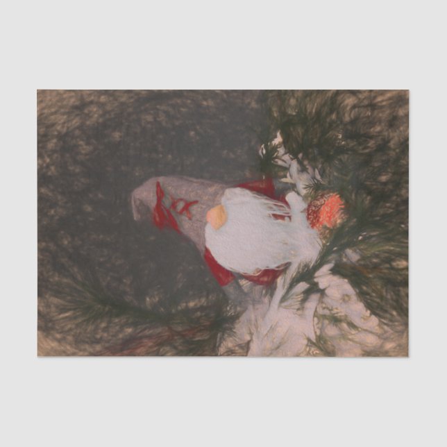 Christmas Rustic Vintage Gnome Sketch Art Tissue Paper (Front)