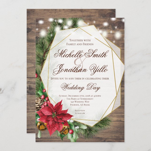 Christmas Rustic Wedding Invitation (Front/Back)