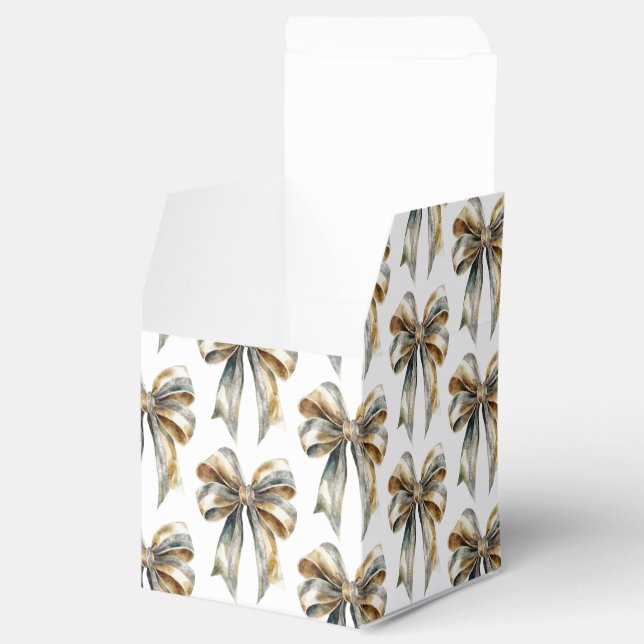 Christmas Rustic White Green Gold Bow  Favor Boxes (Opened)