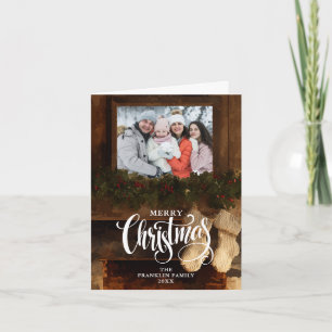 Christmas Rustic Winter Fireplace Photo Holiday Card