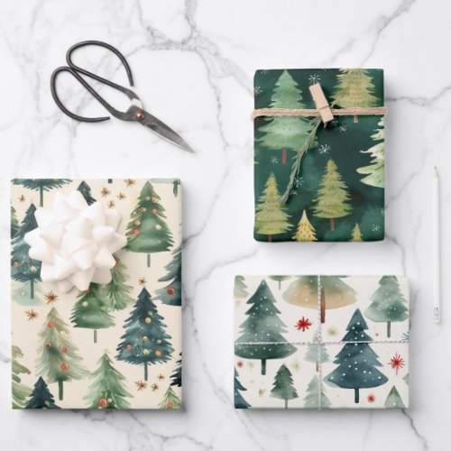 Christmas Rustic Winter Forest Pine Trees Wrapping Paper Sheets