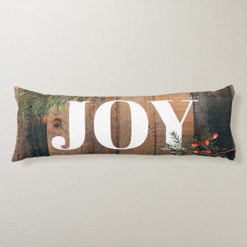 Christmas Rustic Wood Joy Body Pillow