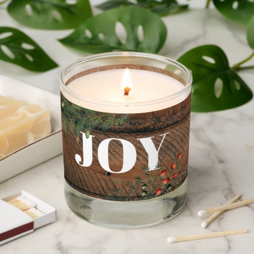 Christmas Rustic Wood Joy  Scented Candle