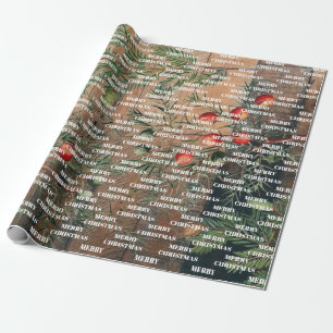 Christmas Rustic Wood Merry Christmas Wrapping Paper