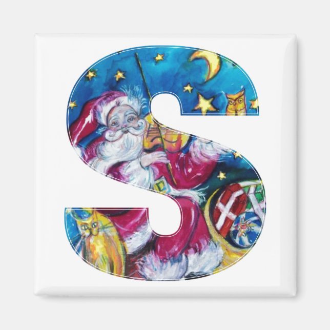 CHRISTMAS S LETTER / INSPIRED SANTA MONOGRAM MAGNET (Front)
