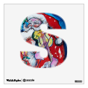 CHRISTMAS S LETTER /SANTA CLAUS WITH VIOLIN WALL STICKER