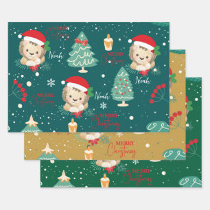 Christmas safari animal baby lion wrapping paper sheets