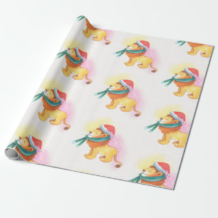 Christmas Safari Animal Lion with Santa Cap Wrapping Paper