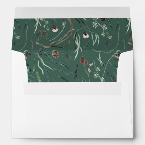 Christmas sage green elegant watercolor botanical envelope