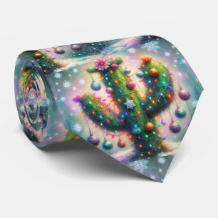 Christmas Saguaro Cactus Whimsical Desert Neck Tie