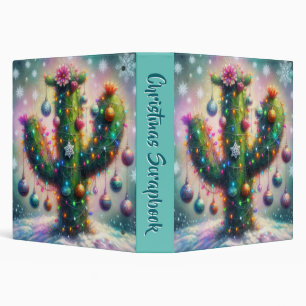 Christmas Saguaro Cactus Whimsical Scrapbook 3 Ring Binder
