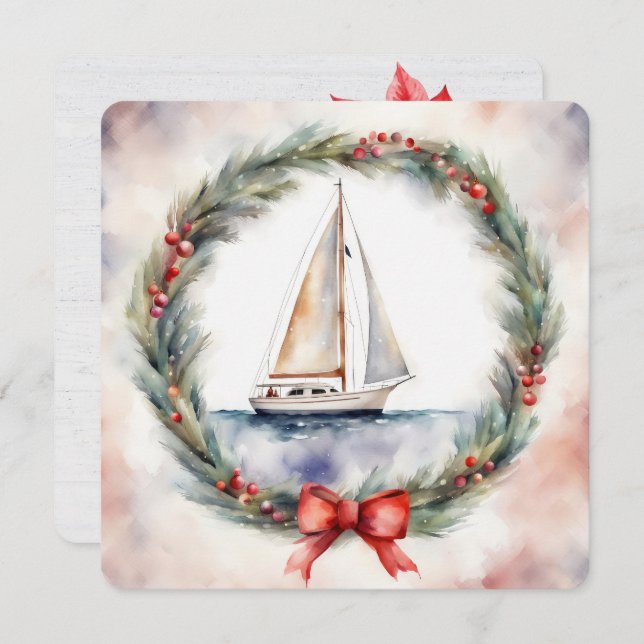 Christmas Sailboat  Card (Front/Back)
