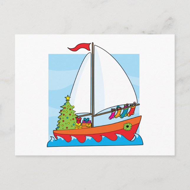 Christmas Sailing Holiday Postcard (Front)