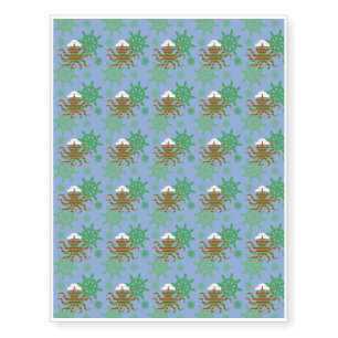 Christmas sailor baby octopus with blue background temporary tattoos