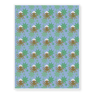 Christmas sailor baby octopus with blue background temporary tattoos